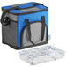 A blue and grey Choice insulated cooler bag.