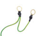 A Waring ground lead harness with green and yellow electrical cables and gold rings.