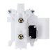 A white plastic Waring right actuator switch with screws.