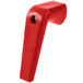 A red plastic Bunn funnel handle with a hole in it.