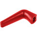 A red plastic pipe with a red plastic handle on a white background.