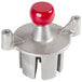 A silver metal Vollrath 6 section core head assembly with a red ball on top.