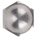 A close-up of a round metal cap nut with a hexagon shape.