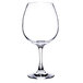 A clear Thunder Group plastic wine glass.