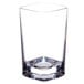 A clear plastic dessert shot glass with a small square bottom.
