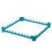 A light blue plastic extender with pegs for Vollrath Signature Glass Racks.