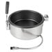 A silver and black Carnival King 8 oz. popcorn kettle with a hose attached.