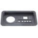 A black plastic instrument panel for ARY Vacmaster vacuum packaging machines with holes.