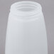 A Tablecraft white polypropylene syrup dispenser with a chrome lid.