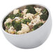 A Vollrath metal serving bowl filled with broccoli and cauliflower.
