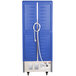 A blue Metro C5 hot holding cabinet with a clear door and silver hardware.