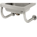 Stainless steel tubular wall supports for an Advance Tabco hand sink.