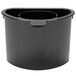 A black plastic container with a lid and a hole on the bottom.