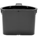A black plastic container with a handle and a lid.