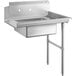 A Regency stainless steel dish table with a rectangular sink and right drainboard.