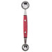 A red and silver Thunder Group Double Melon Baller with a handle.
