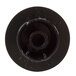A black circular knob with a hole in it.