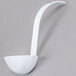 A white ladle with long handle.
