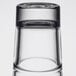A close-up of a Libbey stackable beverage glass on a table.