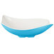 A blue and white GET Keywest melamine bowl with a white rim.