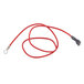 A red wire on a white background with a black connector.