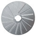 A circular metal Waring shredder plate with holes.