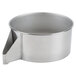 A silver metal Waring stainless steel bowl with a handle.