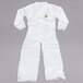 A white Cordova disposable microporous coverall with a logo on it.