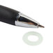 A black and silver pen with a white nylon washer on the tip.