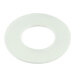A white oval nylon washer with a hole in it.