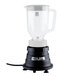 A black Waring blender base with a glass on top.
