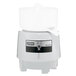 The top housing for a white Waring juicer with a white plastic lid.
