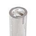 A close-up of a silver metal cylinder with a hole in it.