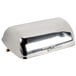 A silver metal Acopa Supreme chafer cover with a roll top lid.