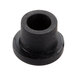A black rubber bushing with a hole on a white background.