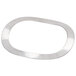 A silver oval washer with a ring on a white background.