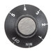 A black and silver dial with white numbers for a Waring countertop range.