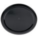 A black plastic lid with a hole in the center.