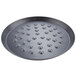 An American Metalcraft 12" round black hard coat anodized aluminum pizza pan with nibs.