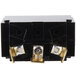 A black rectangular toggle switch with gold and silver metal parts.