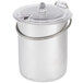 A Steril-Sil stainless steel condiment dispenser with a lid.