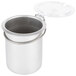 A Steril-Sil stainless steel condiment container with a lid.