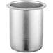 A Steril-Sil stainless steel condiment container with a white rim.