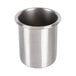 A Steril-Sil stainless steel condiment container with a round rim.