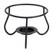 A black metal stand with a circular base and a candle holder.