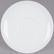A white CAC Majesty European bone china saucer with a circle on the rim.