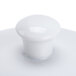 A close-up of a CAC Bright White porcelain lid with a round top.