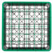 A white tray with green and white grids and black plastic extenders.