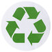 A white rectangular label with a green recycle symbol.