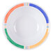A white GET Barcelona bowl with colorful stripes.